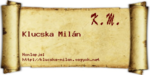Klucska Milán névjegykártya