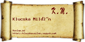 Klucska Milán névjegykártya