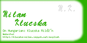 milan klucska business card